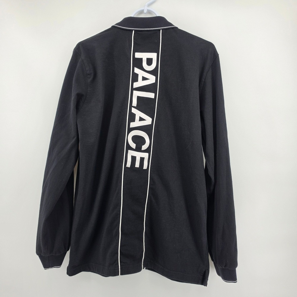 Palace Skateboards Liner Longsleeve Polo Mens Large Black Quarter Zip Piping L